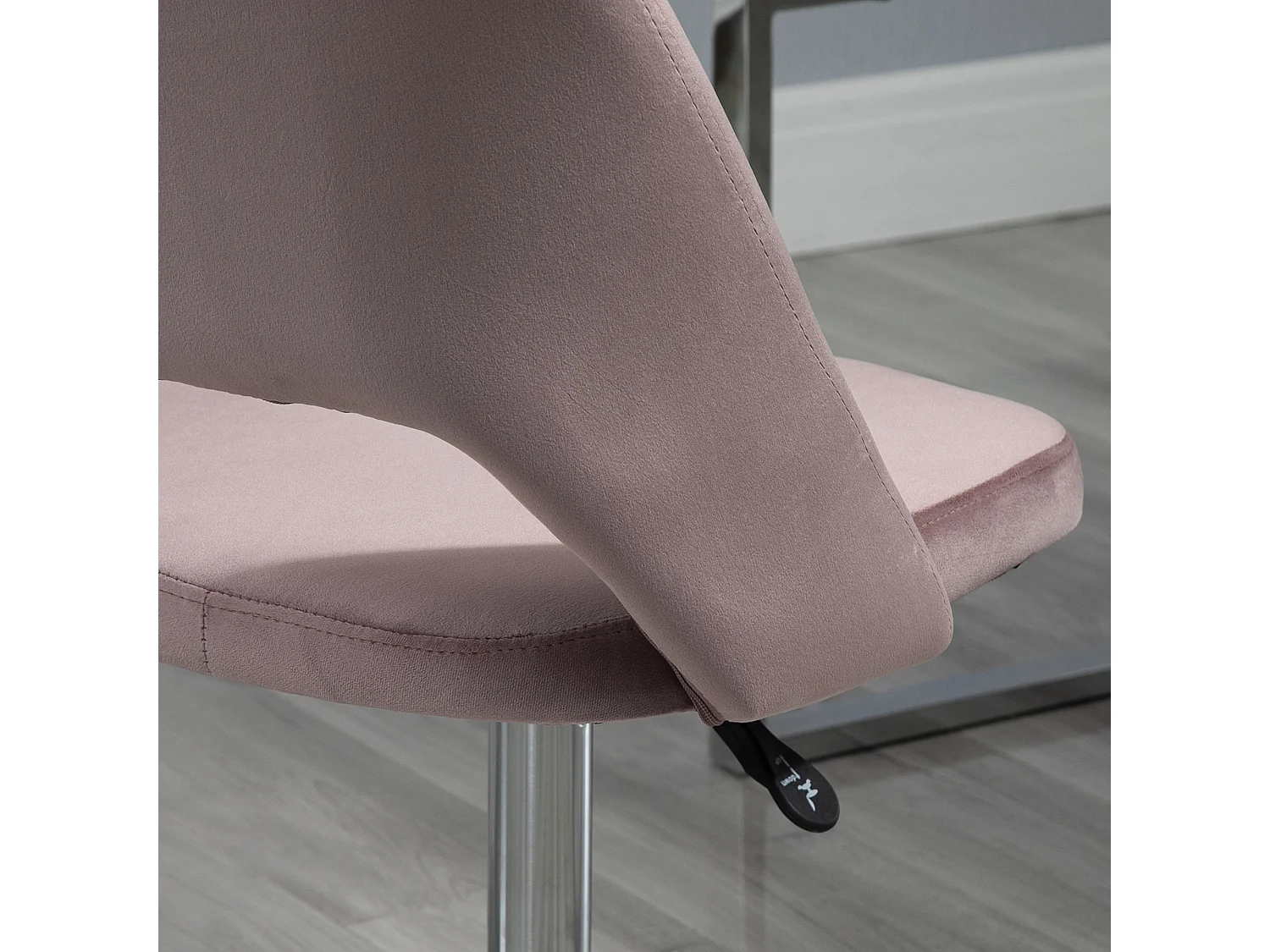Vinsetto Chaise de bureau design contemporain dossier ergonomique ajouré strié hauteur réglable pivotante 360° piètement chromé velours rose poudré