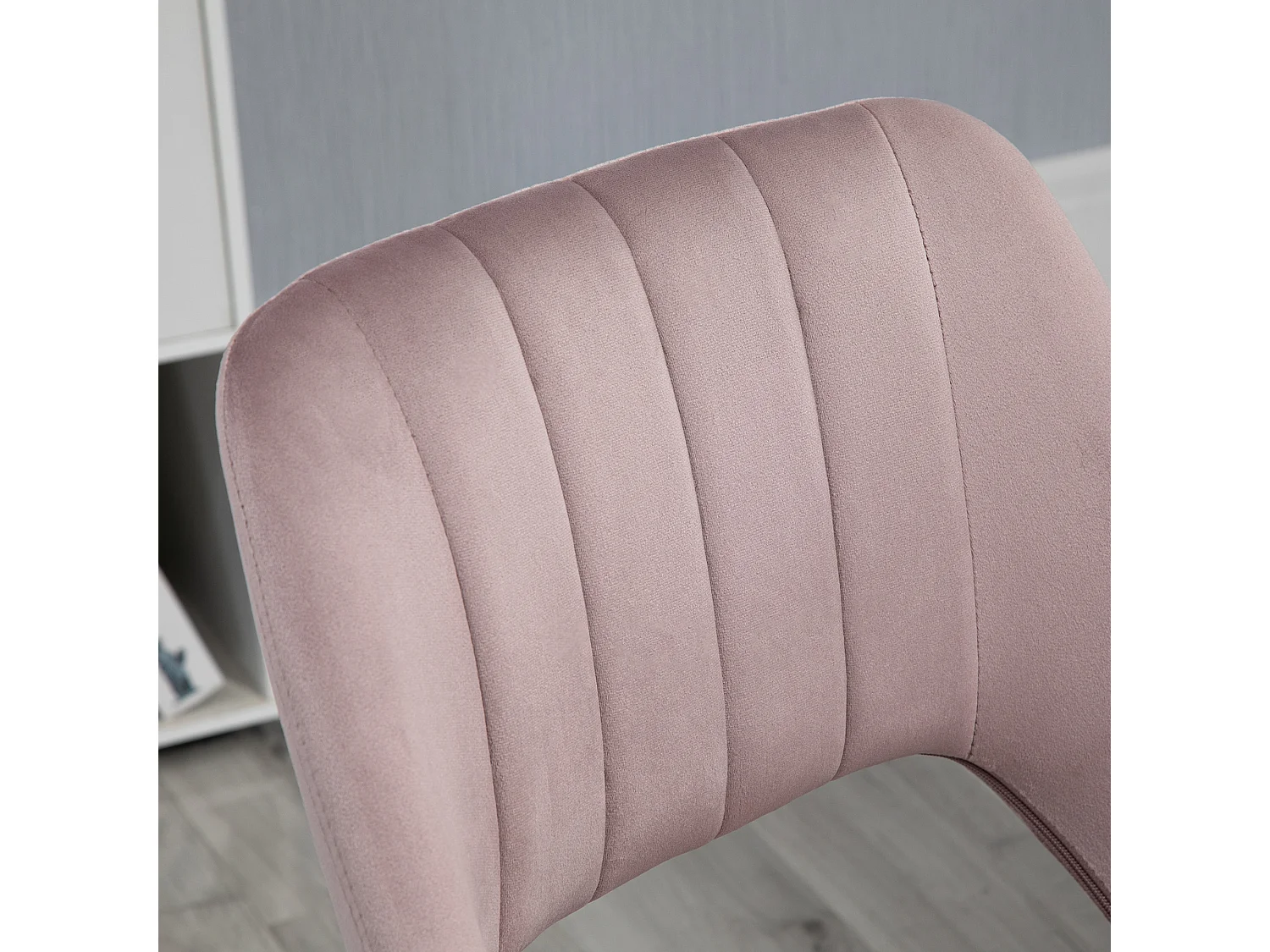 Vinsetto Chaise de bureau design contemporain dossier ergonomique ajouré strié hauteur réglable pivotante 360° piètement chromé velours rose poudré