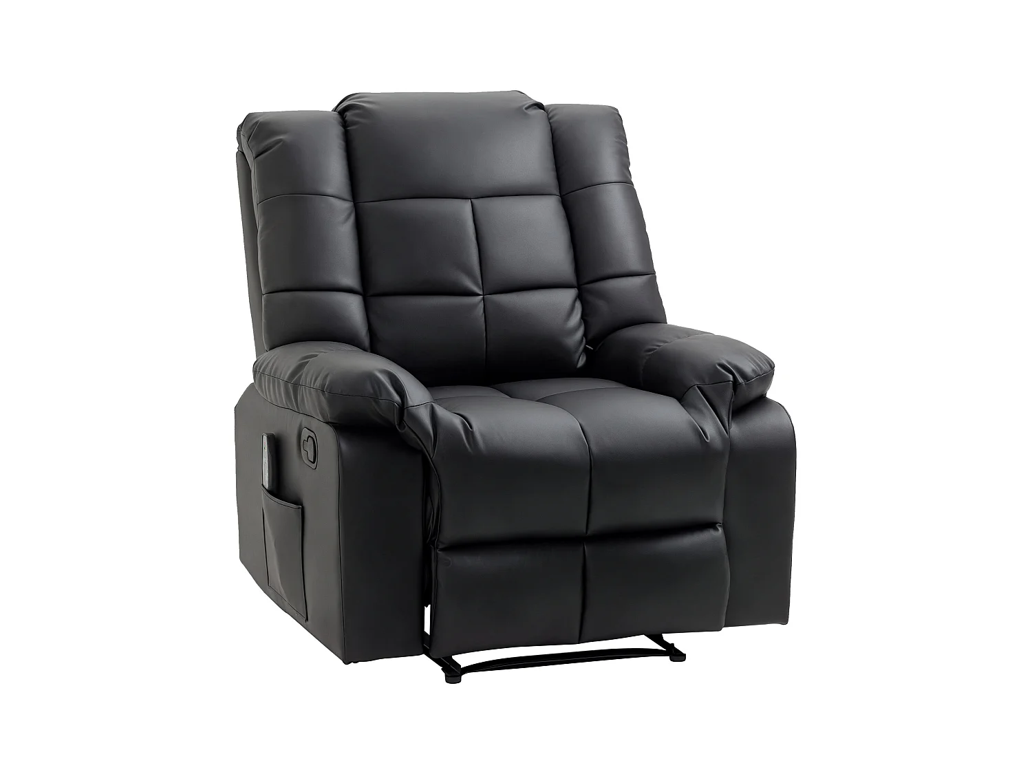 Fauteuil luxe de relaxation et massage inclinaison dossier repose-pied réglable revêtement synthétique noir