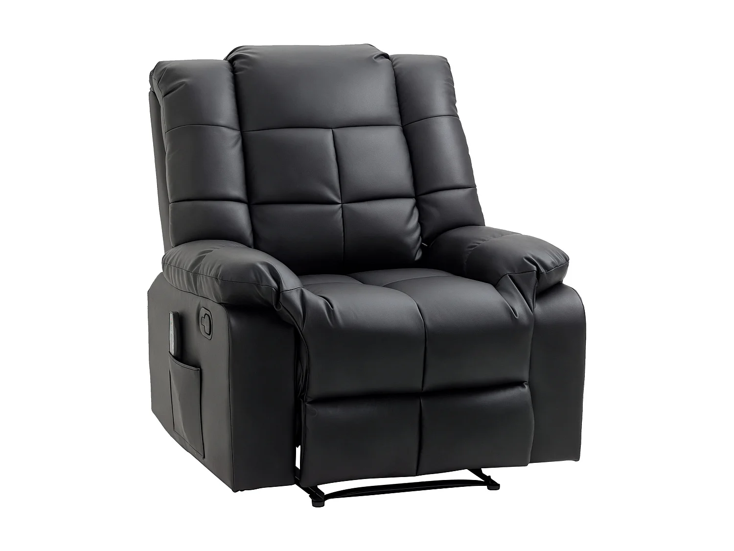 Fauteuil luxe de relaxation et massage inclinaison dossier repose-pied réglable revêtement synthétique noir