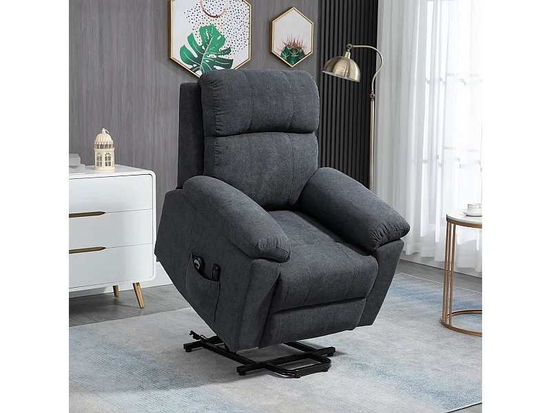 Fauteuil de massage fauteuil releveur électrique inclinaison réglable repose-pied ajustable tissu gris