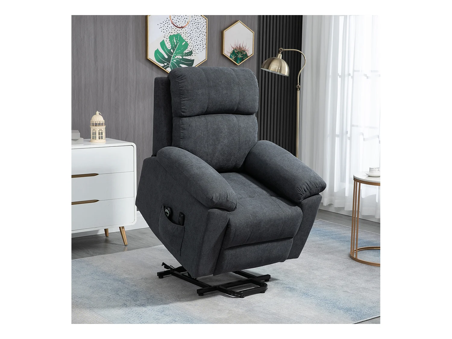 Fauteuil de massage fauteuil releveur électrique inclinaison réglable repose-pied ajustable tissu gris