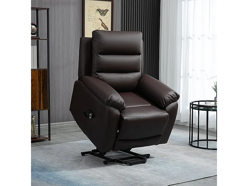 Fauteuil de massage fauteuil releveur électrique inclinaison réglable repose-pied ajustable PU chocolat
