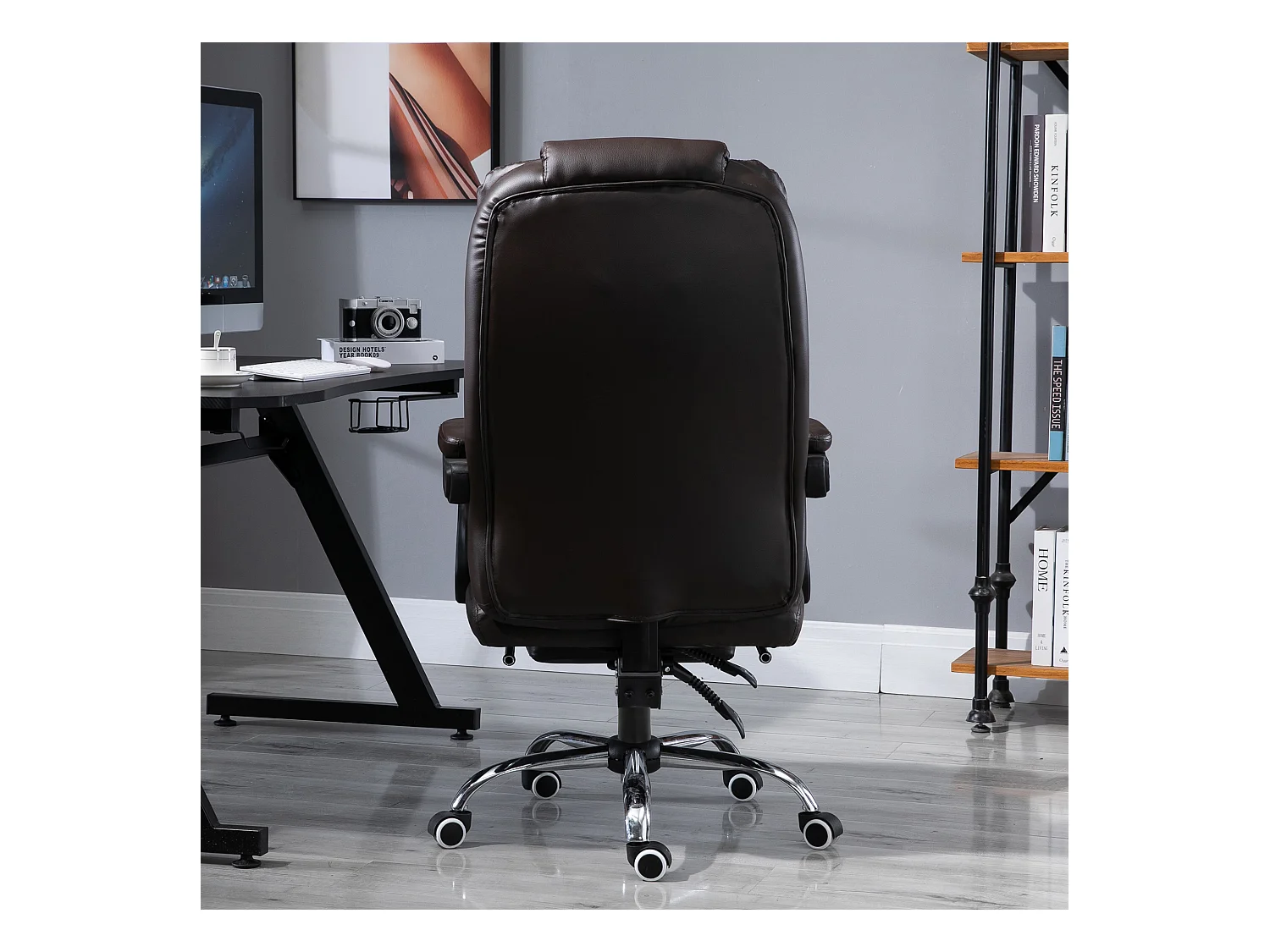 Fauteuil de bureau fauteuil manager grand confort dossier inclinable roulettes P.U 65 x 69 x 127 cm chocolat