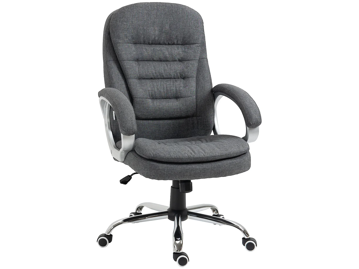Fauteuil de bureau manager chaise de bureau ergonomique double coussin réglable roulettes toile lin gris foncé