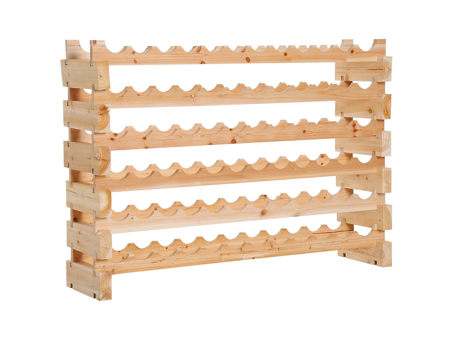 Étagère à bouteilles casier à vin range bouteilles horizontal 6 niveaux 72 bouteilles max. dim. 114L x 28l x 80H cm bois de pin massif