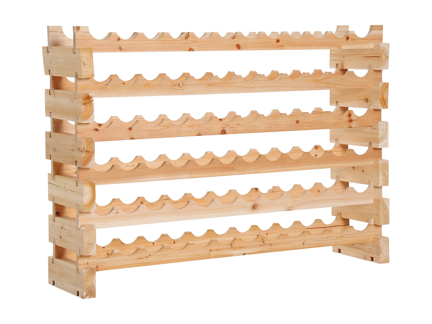 Étagère à bouteilles casier à vin range bouteilles horizontal 6 niveaux 72 bouteilles max. dim. 114L x 28l x 80H cm bois de pin massif