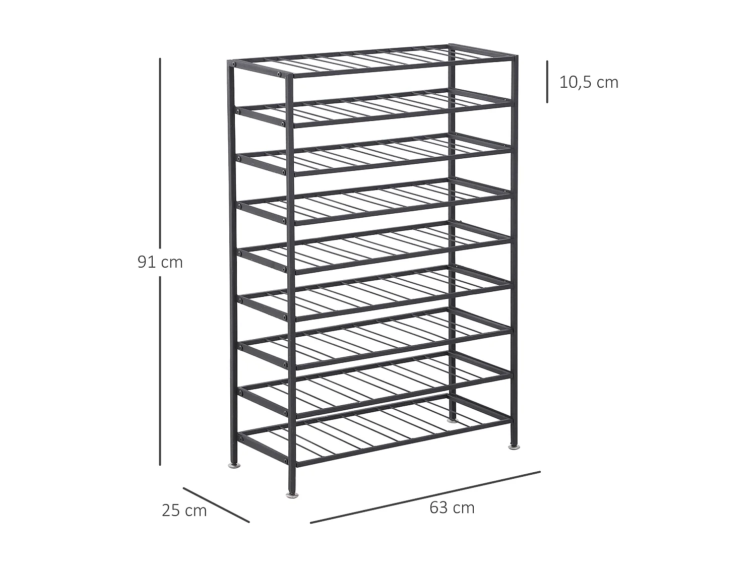 Étagère à vin rack pour bouteilles range-bouteilles capacité 54 bouteilles dim. 63L x 25l x 91H cm métal noir