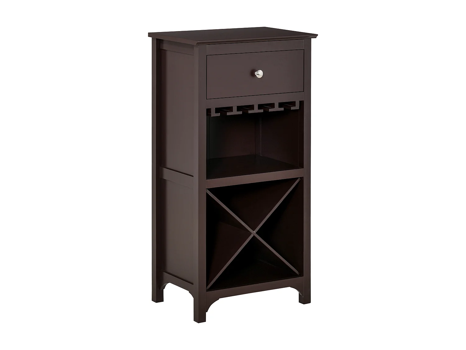 Casier à vin design industriel étagère à bouteilles 12 bouteilles support verres à vin intégré MDF brun foncé