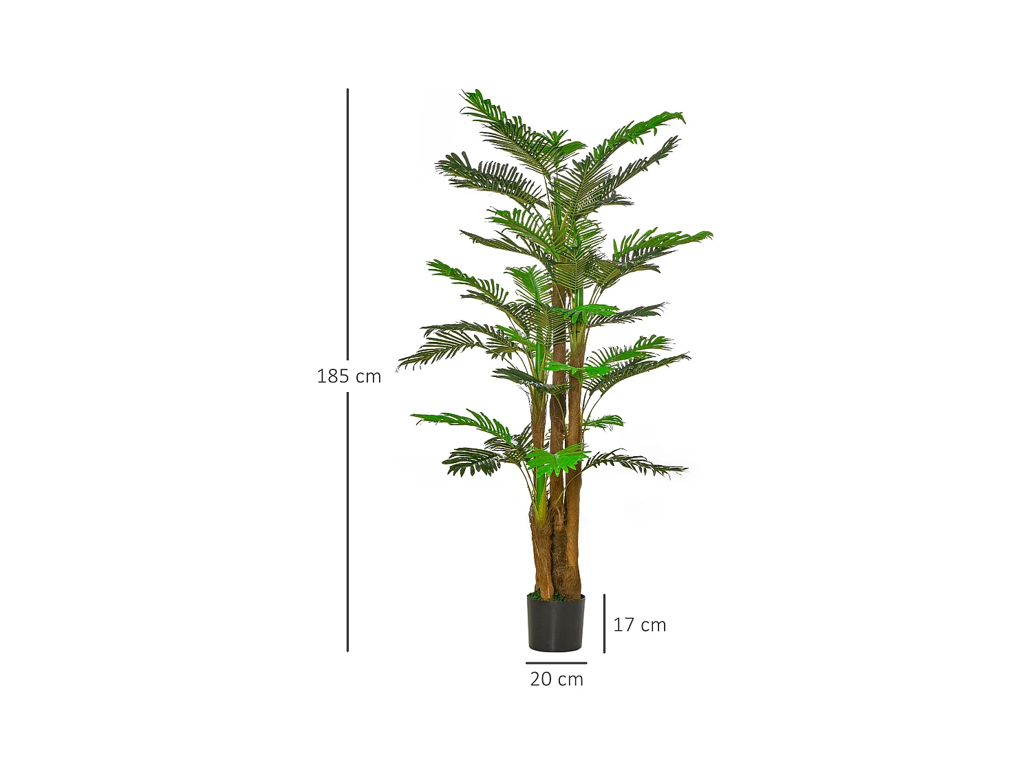 Palmier artificiel H.1,85 m arbre artificiel tronc branches lichen feuilles grand réalisme pot inclus
