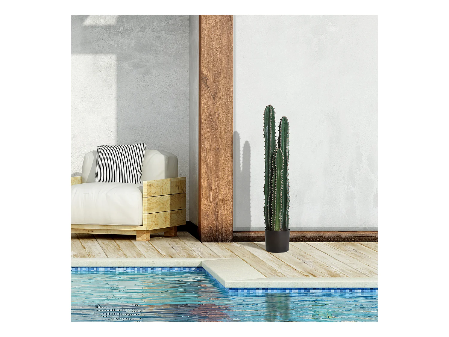 Cactus artificiel grand réalisme plante artificielle grande taille dim. Ø 17 x 100H cm vert