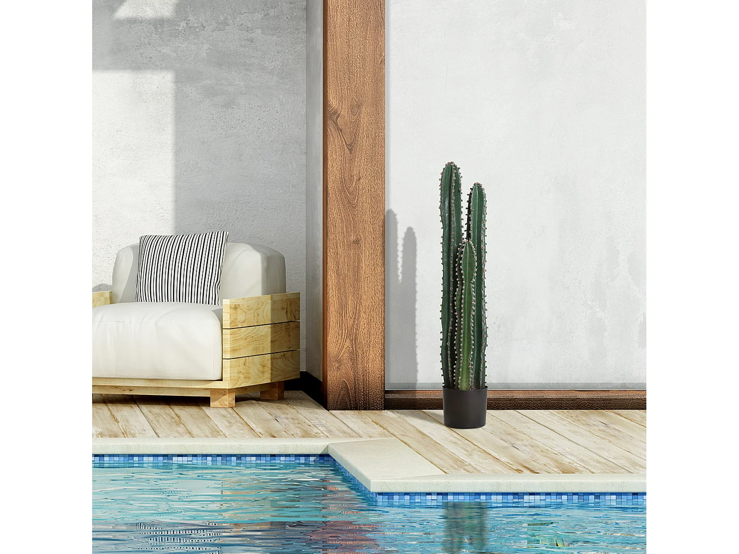 Cactus artificiel grand réalisme plante artificielle grande taille dim. Ø 17 x 100H cm vert