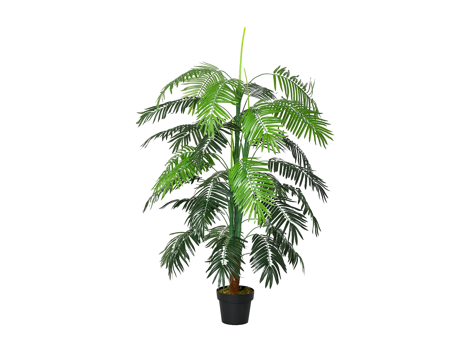 Palmier artificiel hauteur 1,7 m arbre artificiel tronc branches lichen grandes feuilles grand réalisme pot inclus