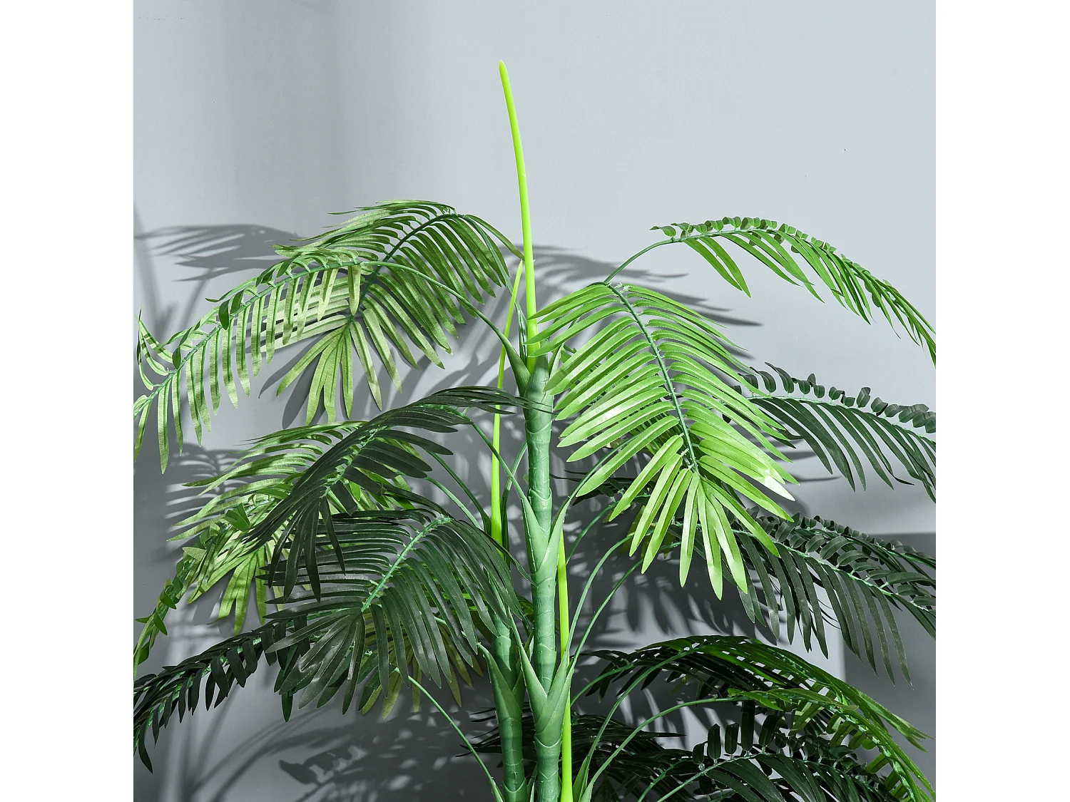 Palmier artificiel hauteur 1,7 m arbre artificiel tronc branches lichen grandes feuilles grand réalisme pot inclus