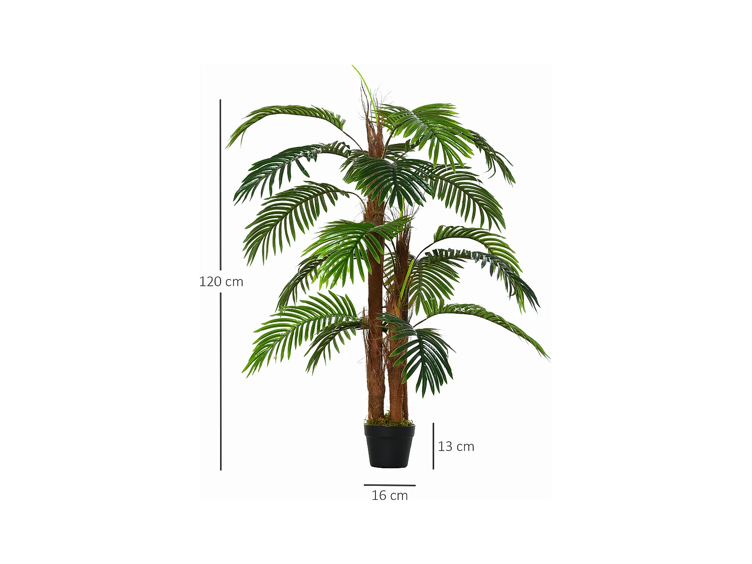 Palmier artificiel hauteur 1,2 m arbre artificiel tronc branches lichen feuilles grand réalisme pot inclus