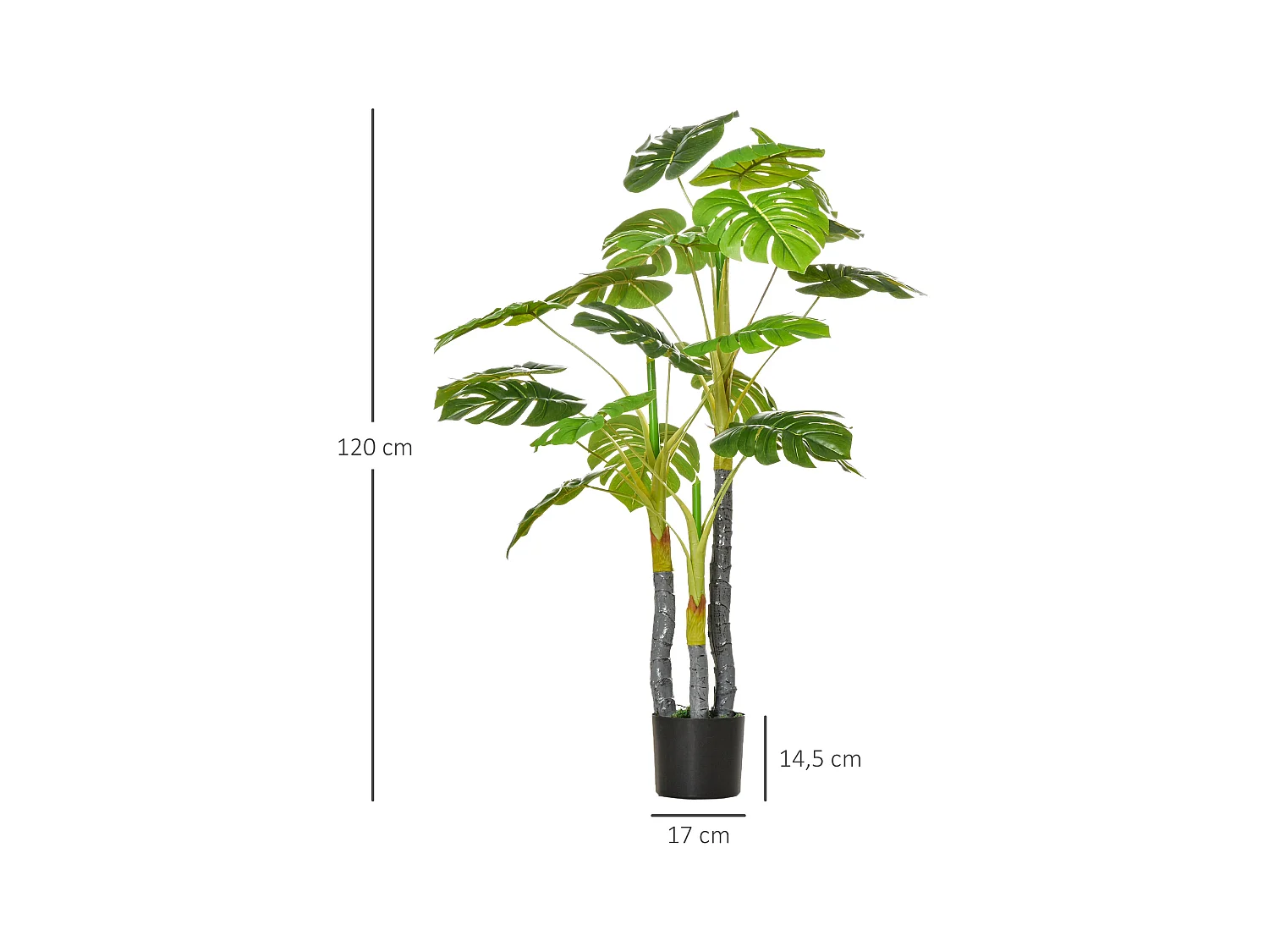 HOMCOM Arbre artificiel plante artificielle monstera H.1,2 m tronc branches lichen feuilles de tortue grand réalisme pot inclus