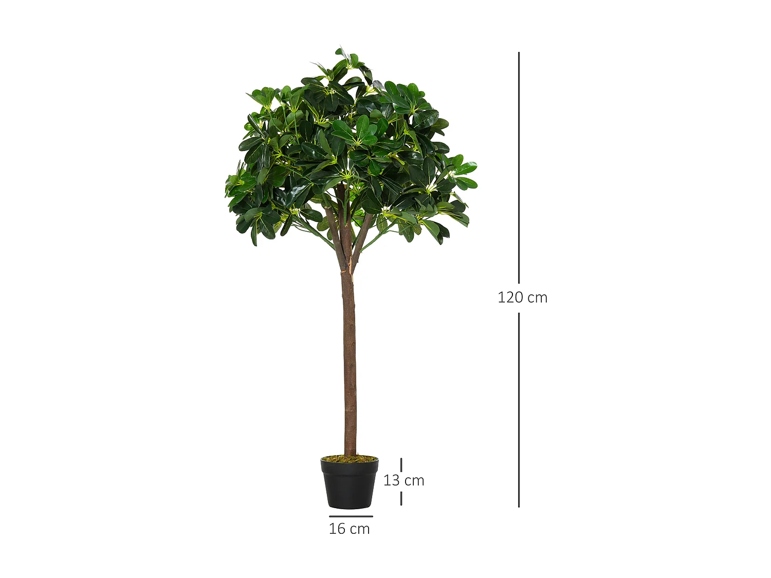 Arbre artificiel plante artificiel Alstonia scholaris hauteur 1,2 m tronc branches lichen 693 feuilles grand réalisme pot inclus