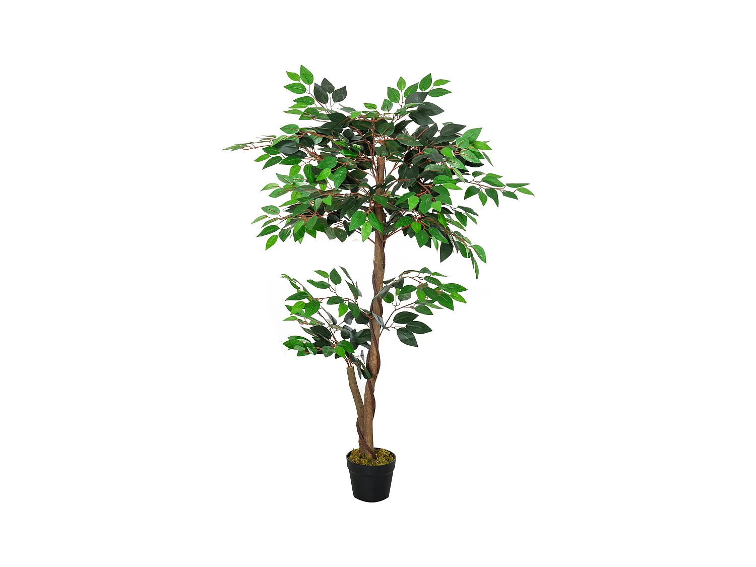 Arbre artificiel plante artificiel ficus hauteur 1,2 m tronc branches liane lichen feuilles grand réalisme pot inclus