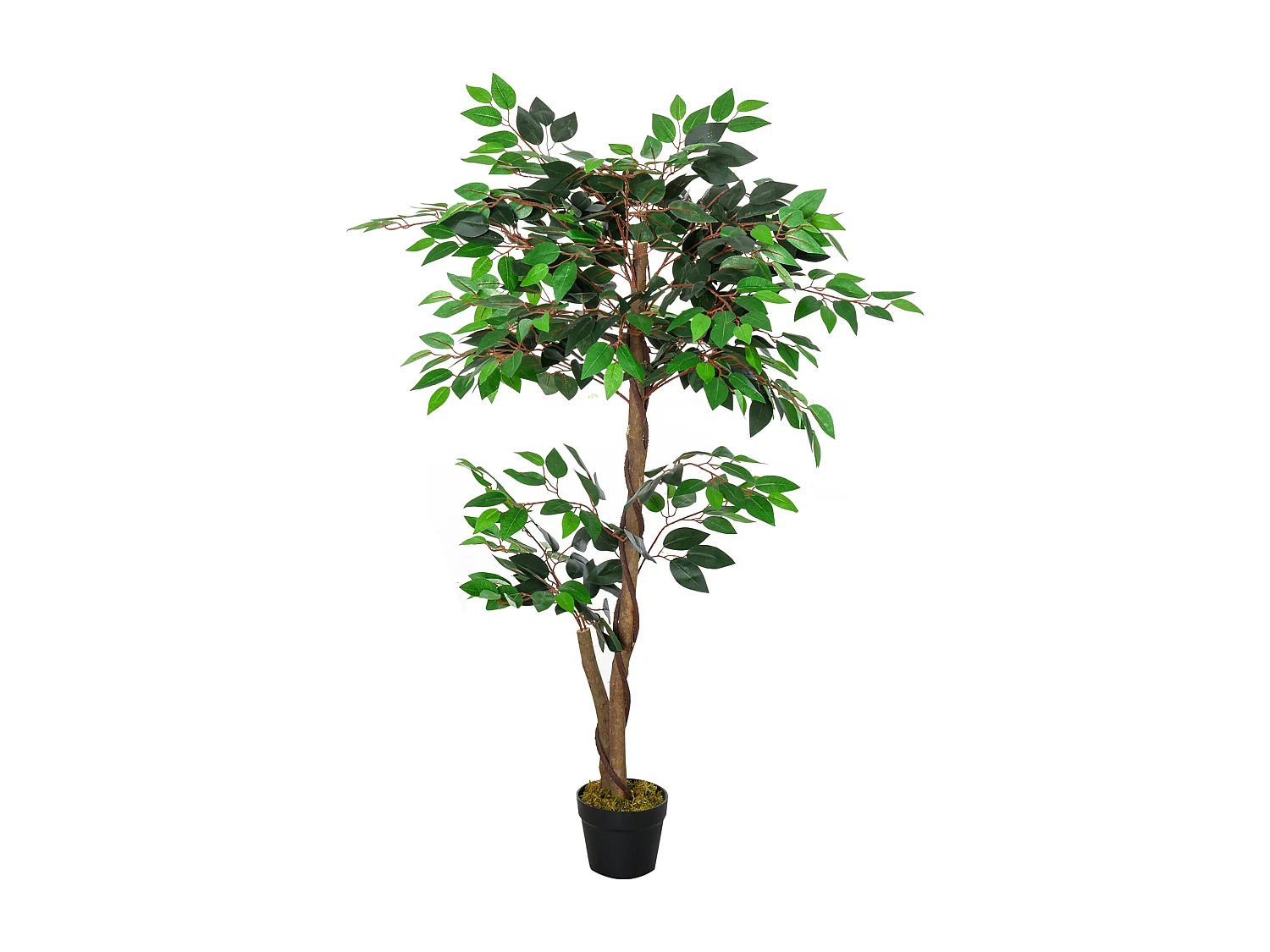 Arbre artificiel plante artificiel ficus hauteur 1,2 m tronc branches liane lichen feuilles grand réalisme pot inclus