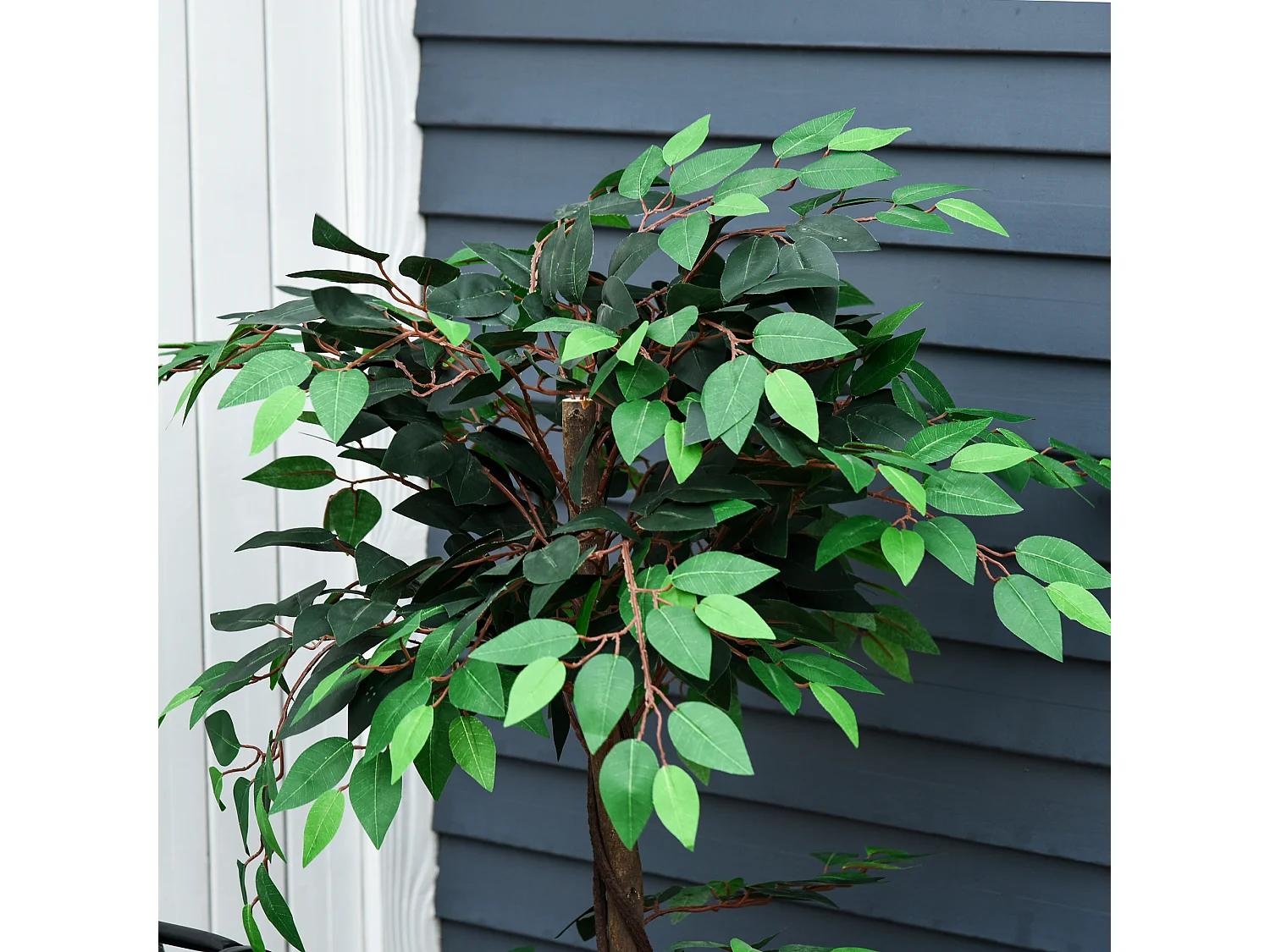 Arbre artificiel plante artificiel ficus hauteur 1,2 m tronc branches liane lichen feuilles grand réalisme pot inclus