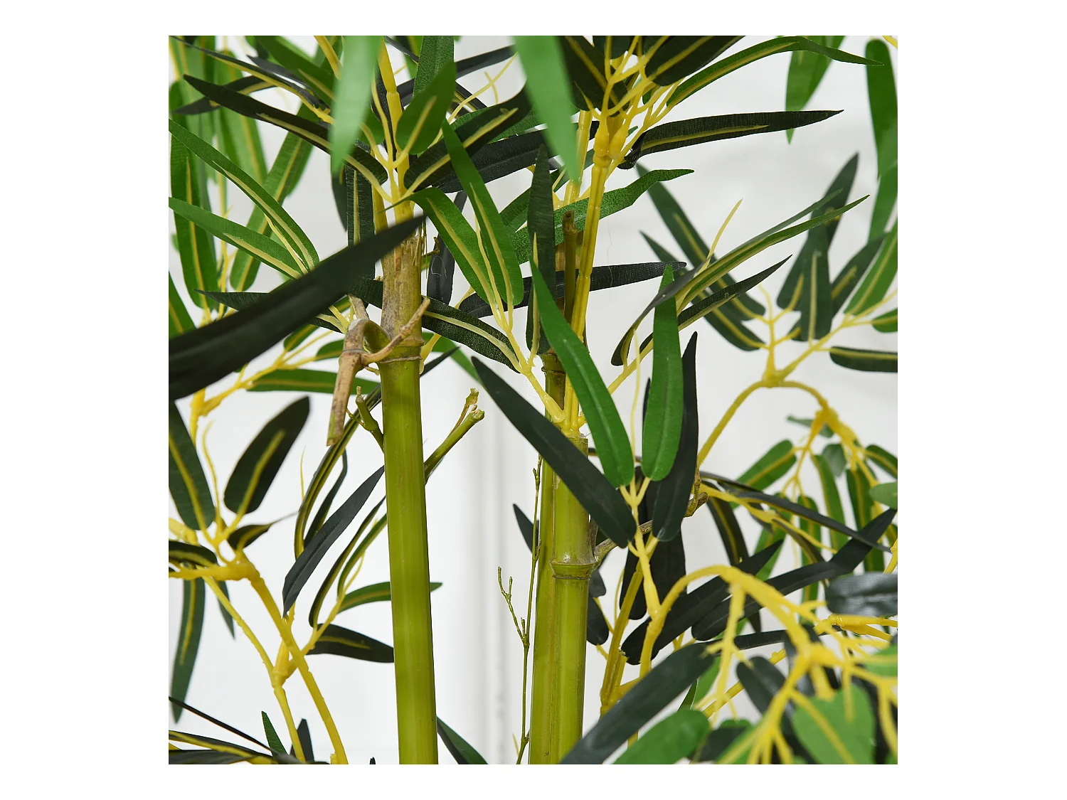 Bambou artificiel hauteur 1,2 m 552 feuilles denses réalistes pot inclus noir avec lichen vert