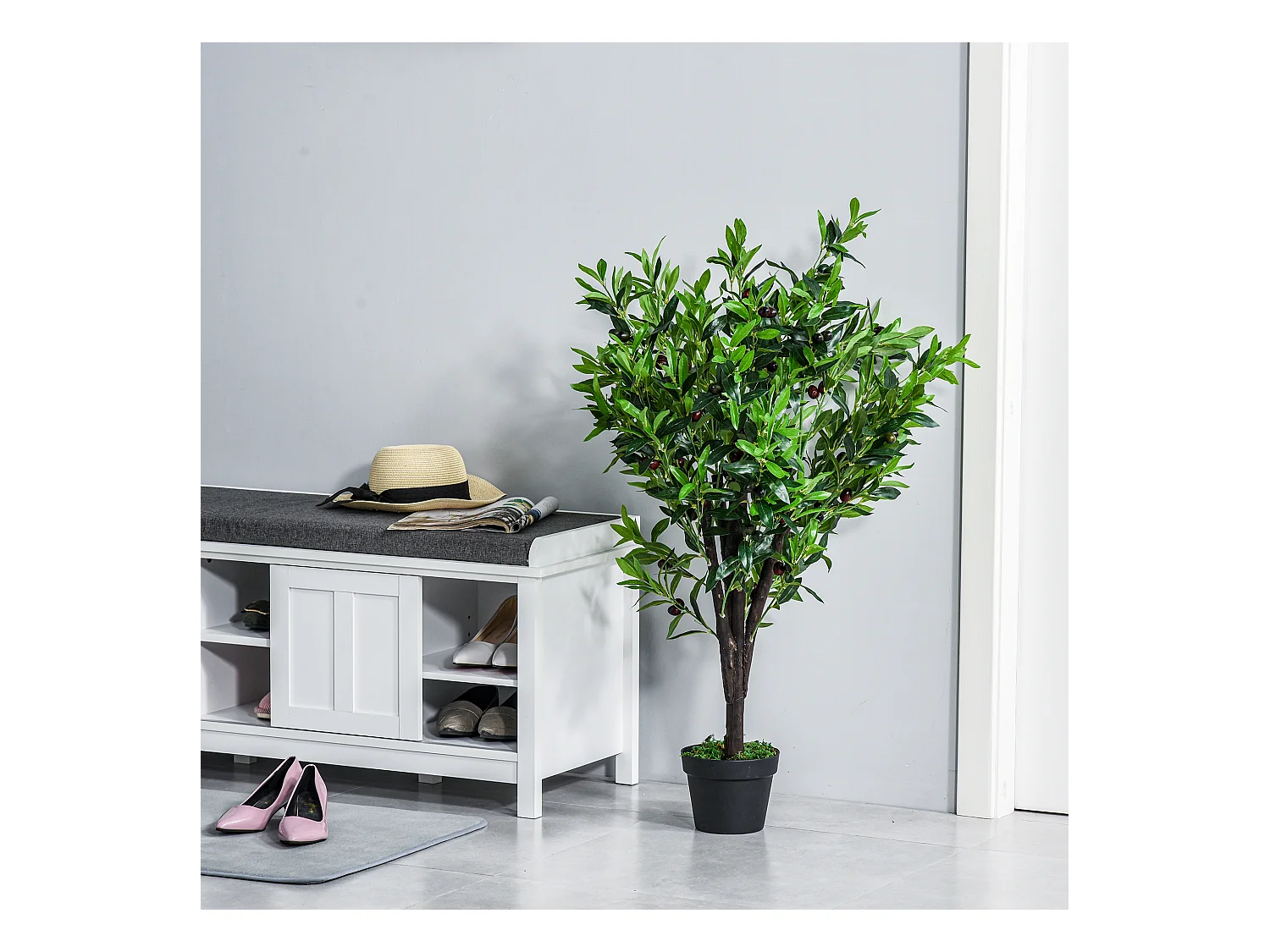 Outsunny Arbre artificiel olivier plante artificiel hauteur 1,2 m tronc branches lichen feuilles grand réalisme pot inclus