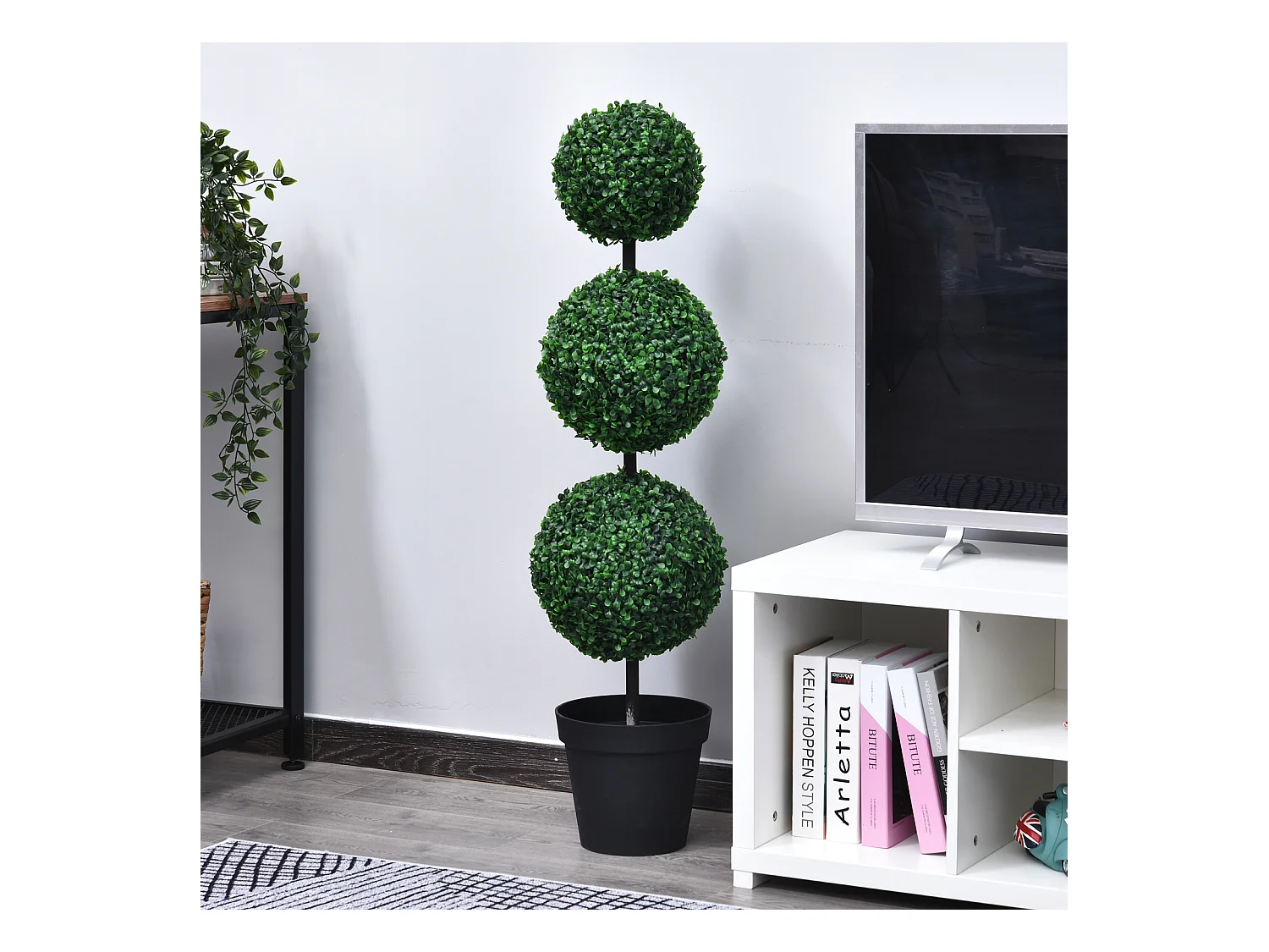 Buis artificiel topiaire artificielle en forme de boules dim. Ø 30 x 112H cm vert