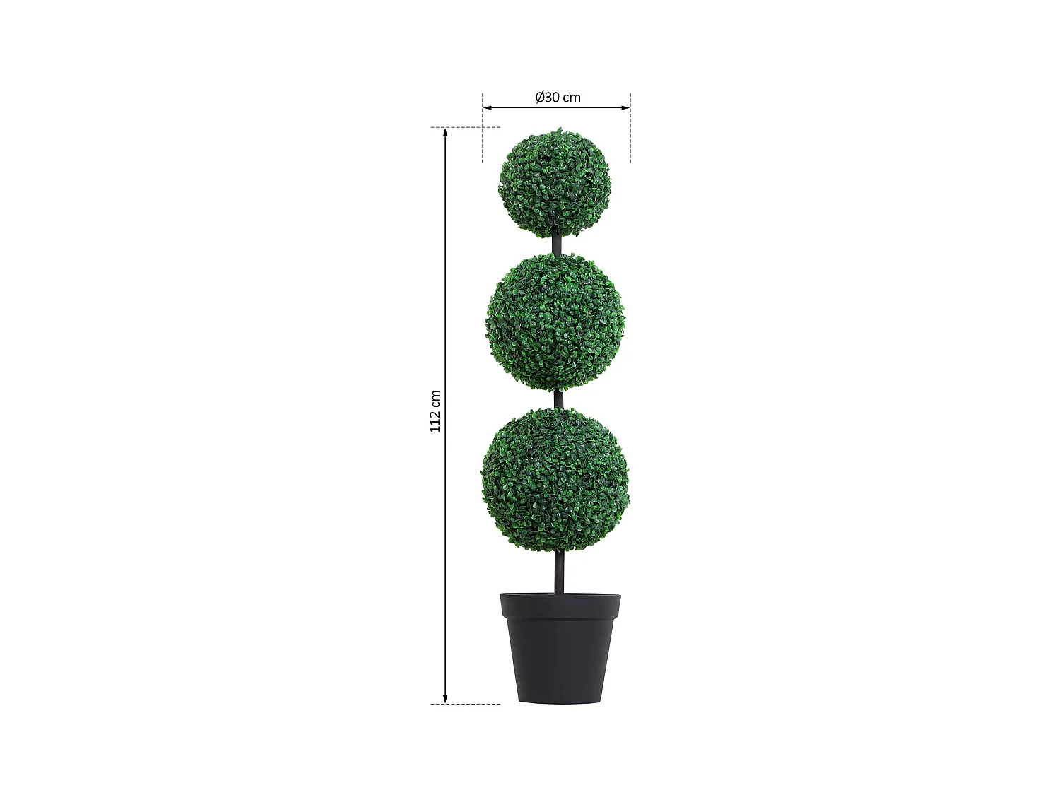Buis artificiel topiaire artificielle en forme de boules dim. Ø 30 x 112H cm vert