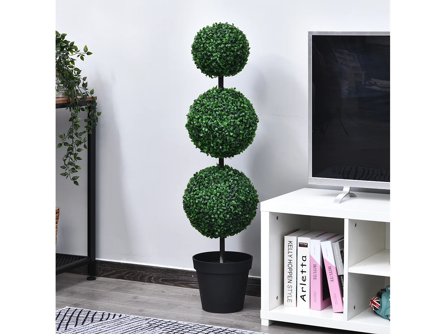 Buis artificiel topiaire artificielle en forme de boules dim. Ø 30 x 112H cm vert