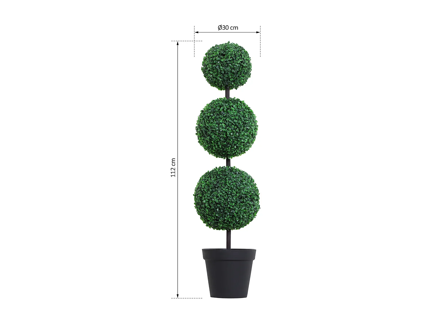 Buis artificiel topiaire artificielle en forme de boules dim. Ø 30 x 112H cm vert