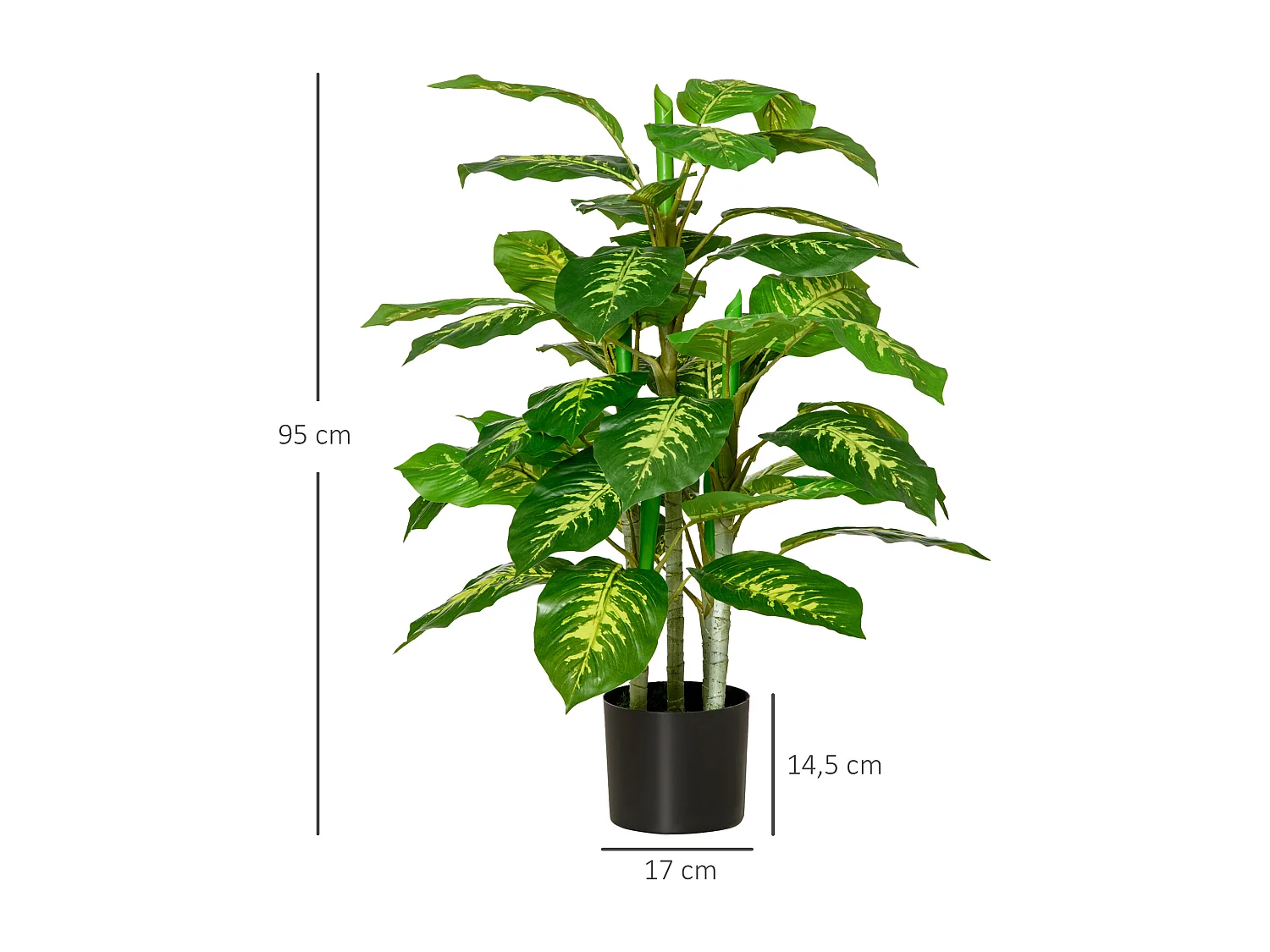 Arbre artificiel plante artificielle Calathea H. 95 cm tronc branches lichen feuilles grand réalisme pot inclus