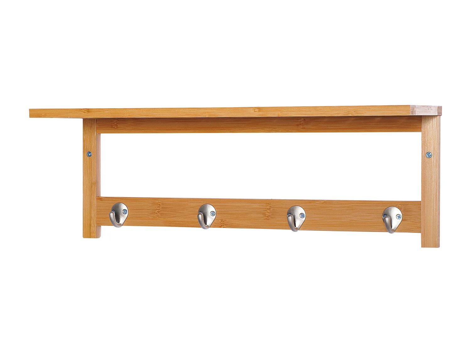 Porte-manteau mural penderie murale étagère 50L x 16l x 17,5H cm 4 patères kit fixation fourni bambou naturel