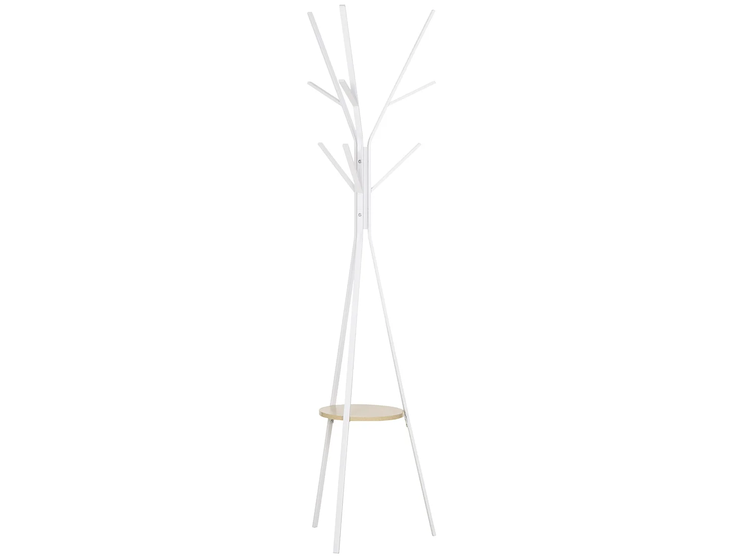 HOMCOM Porte-manteau trépied design contemporain branches étagère + 9 patères dim. 45L x 45l x 180H cm métal gris clair