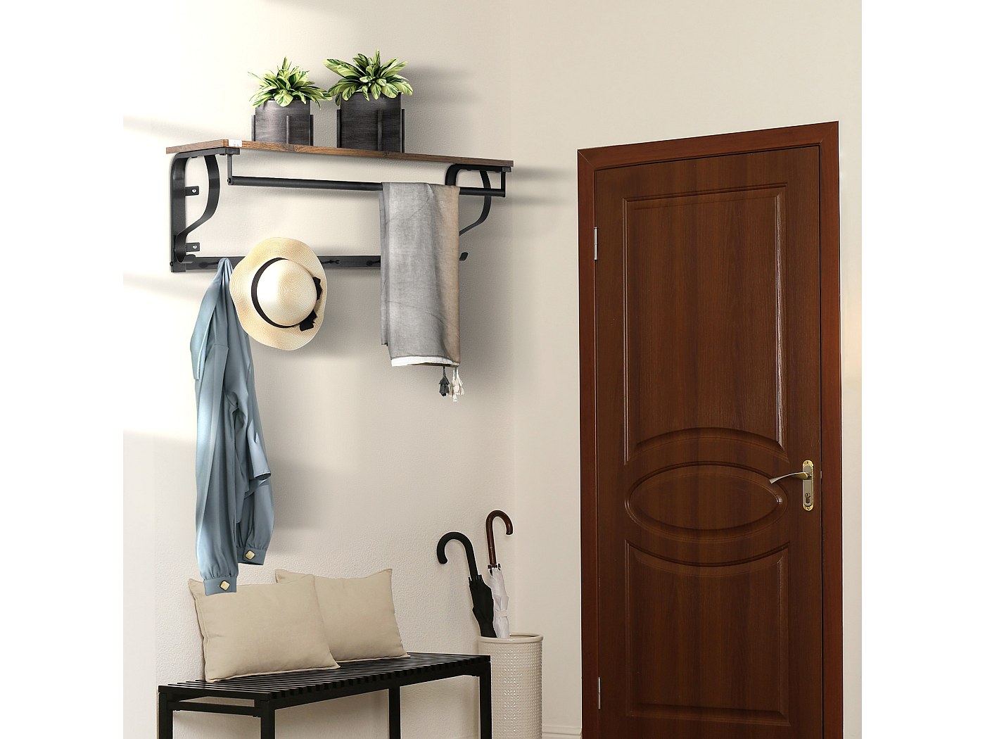 Portant Vêtements Double Industriel Avec Panier - Barre Réglable 98-167 Cm, Roues Silencieuses