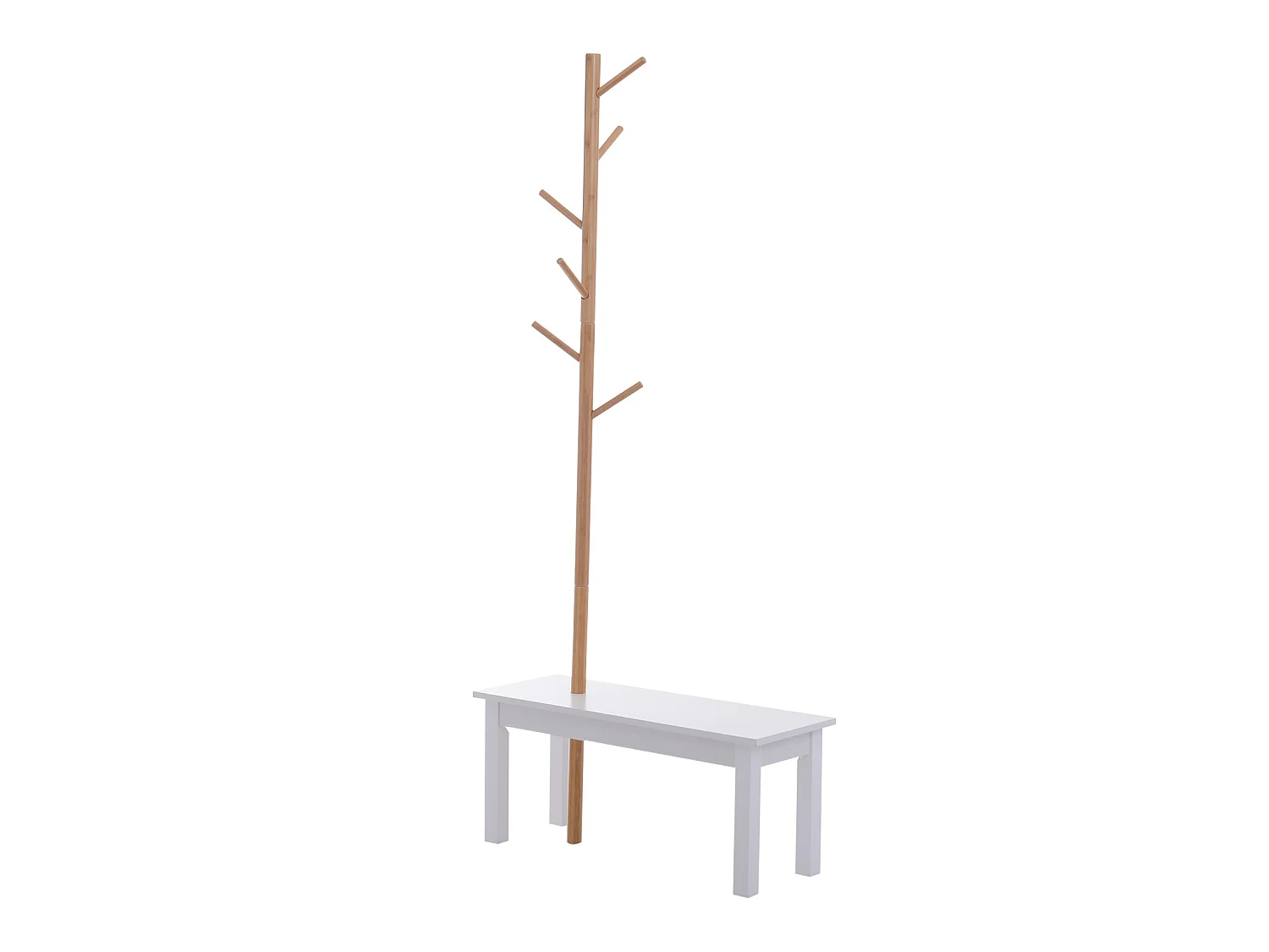 HOMCOM Banc porte-manteaux 2 en 1 design contemporain cosy dim. 80L x 30l x 180H cm MDF blanc bois massif bambou