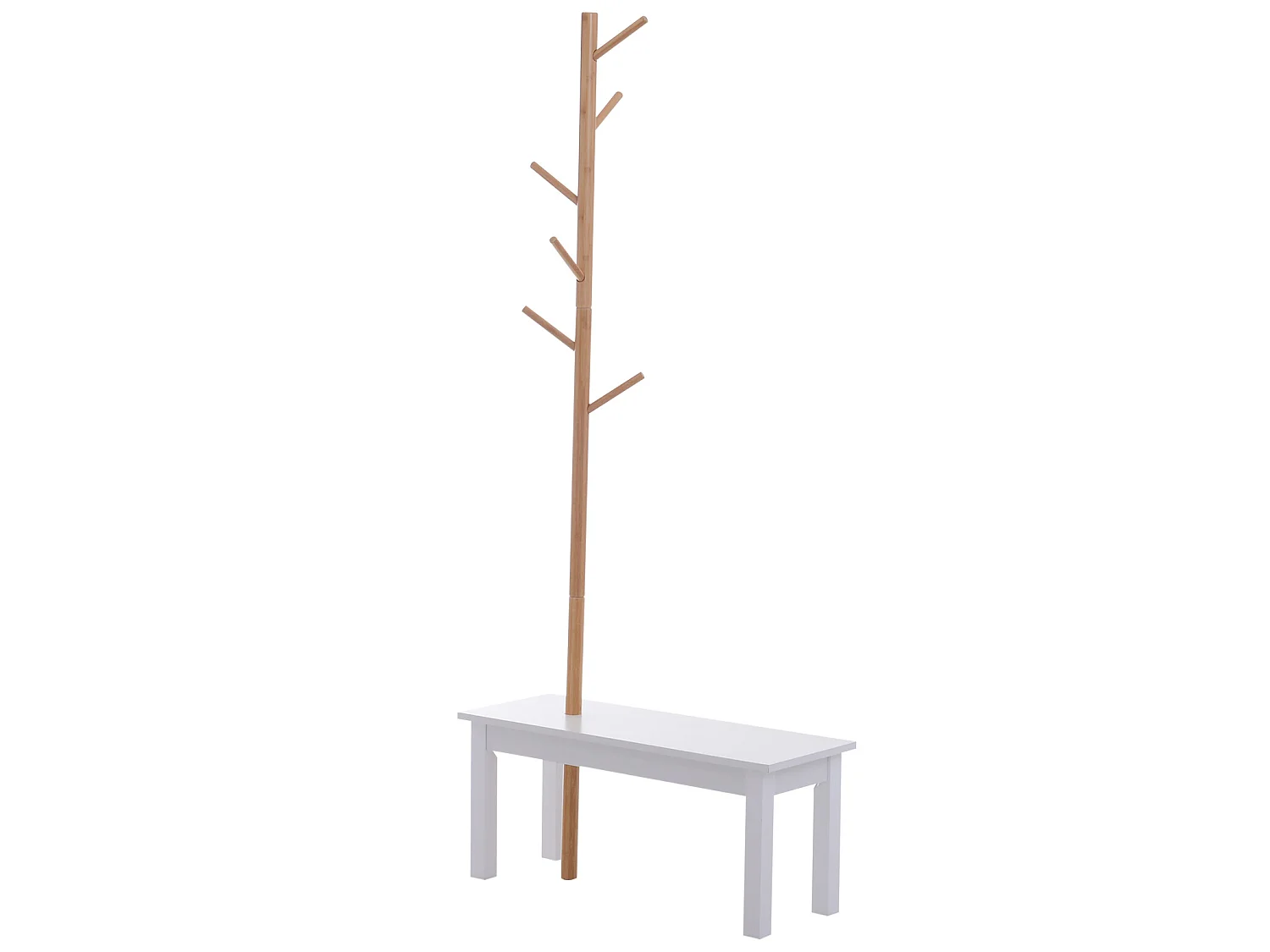 HOMCOM Banc porte-manteaux 2 en 1 design contemporain cosy dim. 80L x 30l x 180H cm MDF blanc bois massif bambou