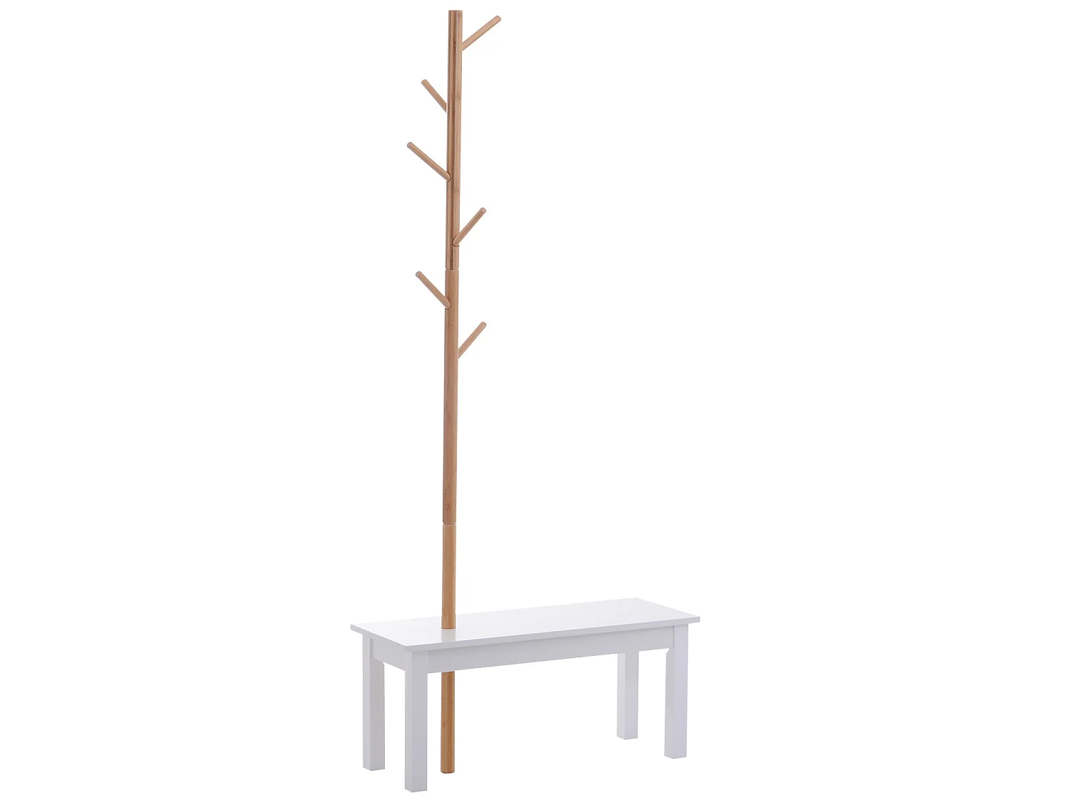 HOMCOM Banc porte-manteaux 2 en 1 design contemporain cosy dim. 80L x 30l x 180H cm MDF blanc bois massif bambou