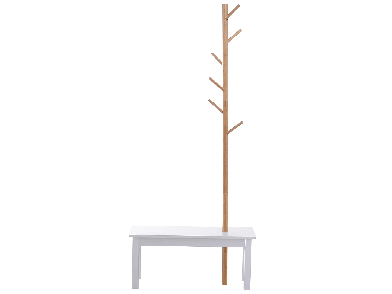 HOMCOM Banc porte-manteaux 2 en 1 design contemporain cosy dim. 80L x 30l x 180H cm MDF blanc bois massif bambou