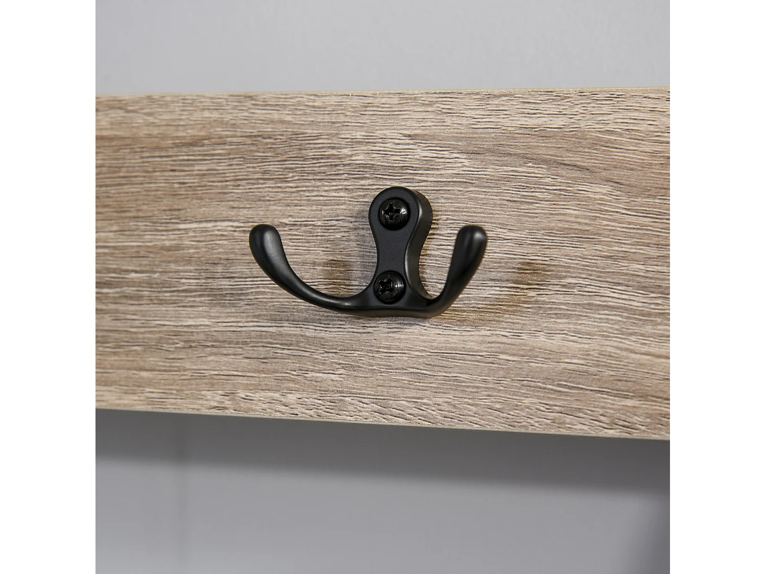 Vestiaire d'entrée banc porte-manteaux avec étagère à chaussures style industriel 80L x 30l x 170H cm imitation chêne clair métal noir