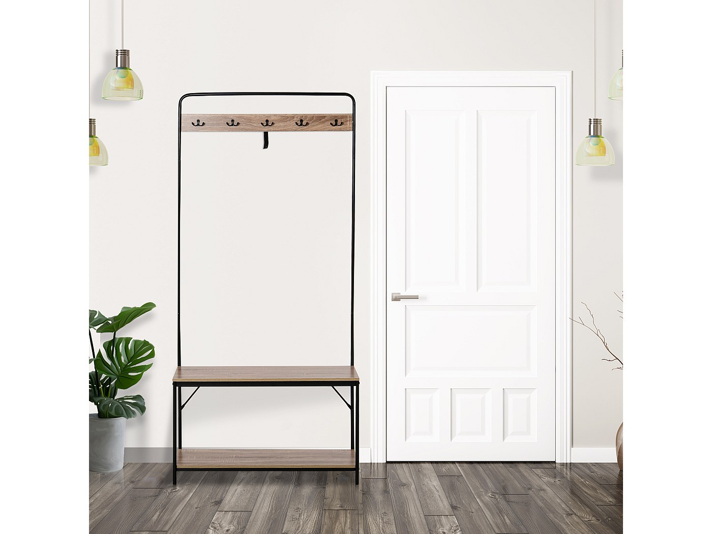 VASAGLE Porte-Manteau avec Étagère à Chaussures, Meuble d Entrée avec