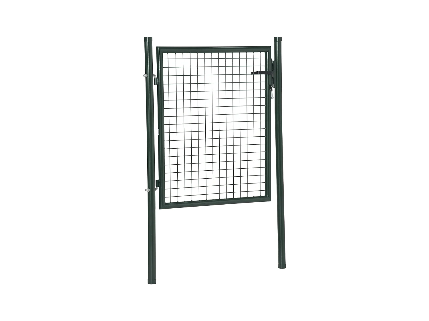 Portillon grillagé dim. 97L x 150H cm - gâche réversible, serrure encastrée, 3 clés - acier vert