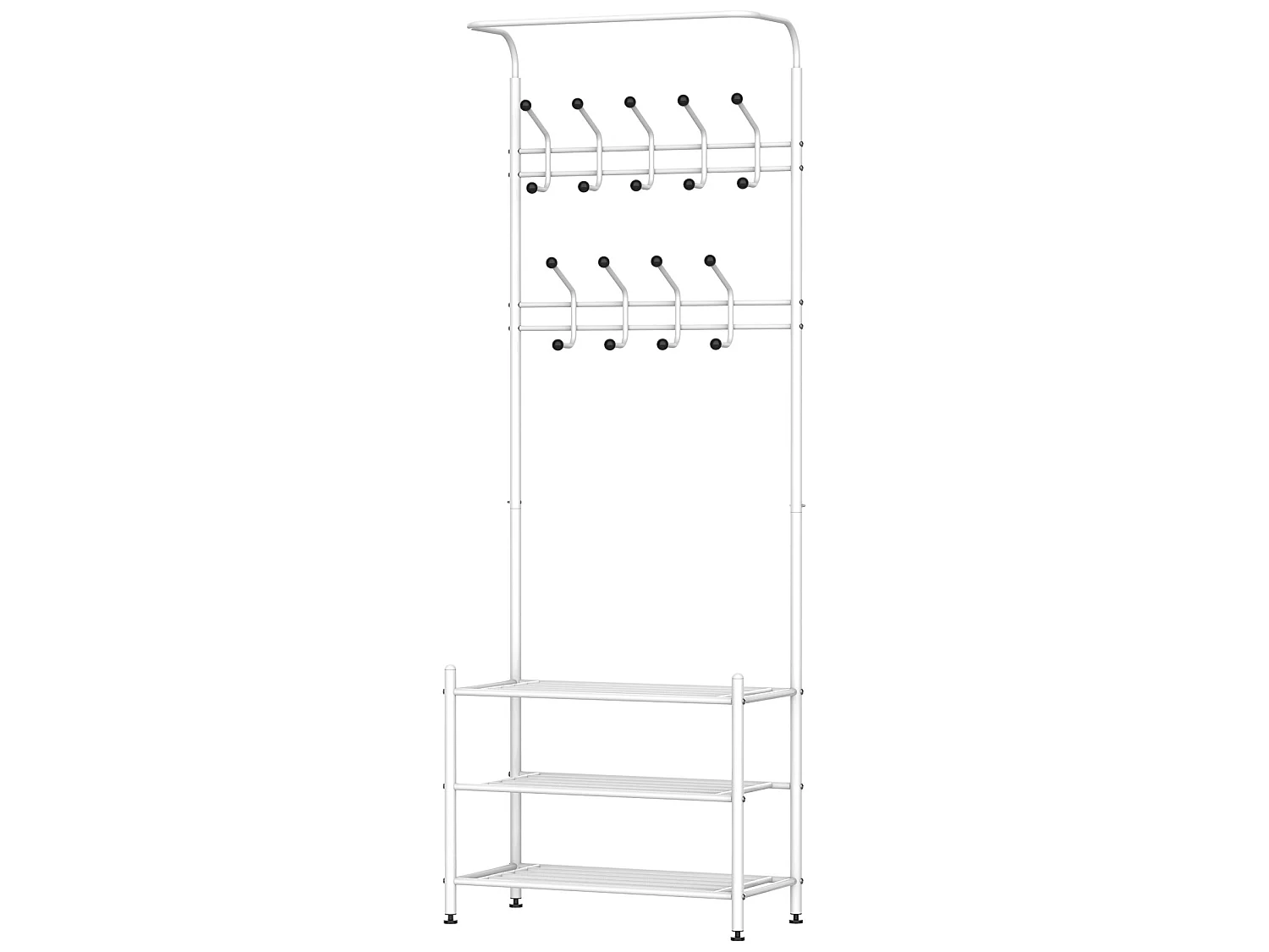 Portant vêtement porte-manteaux vestiaire d'entrée style contemporain multi-rangements 67L x 30l x 185H cm blanc