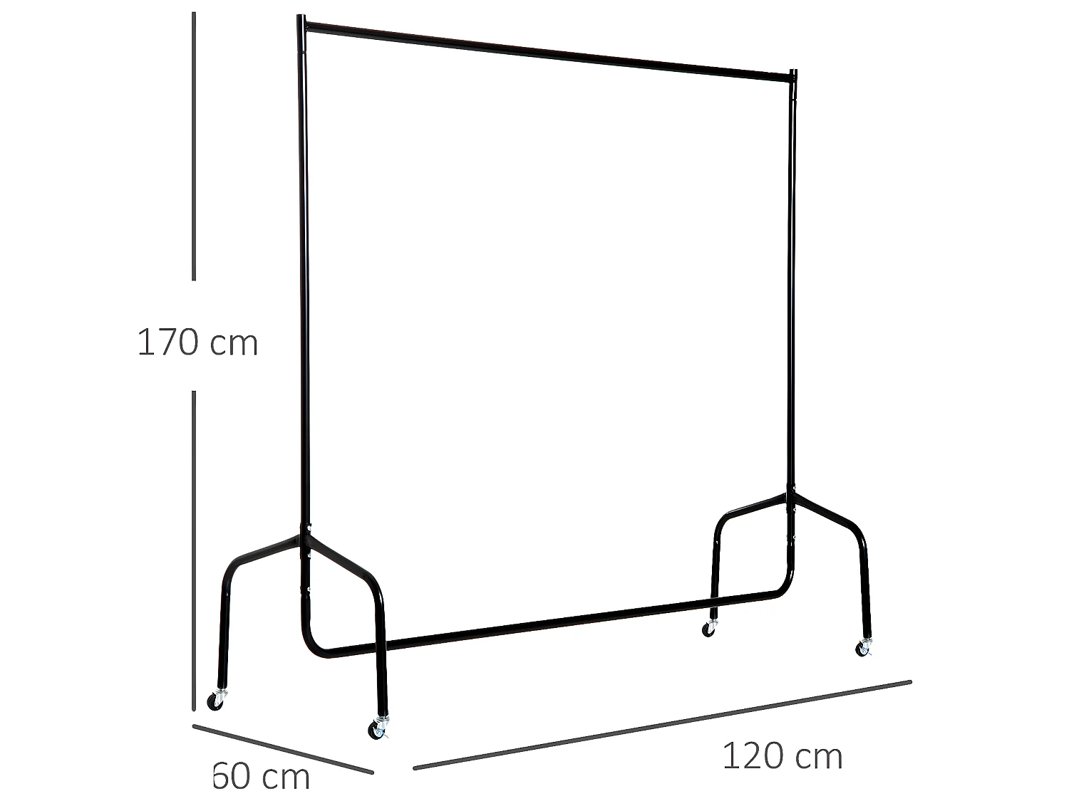 Portant tringle à vêtements acier charge max. 140 Kg dim. 120L x 60l x 170H cm noir
