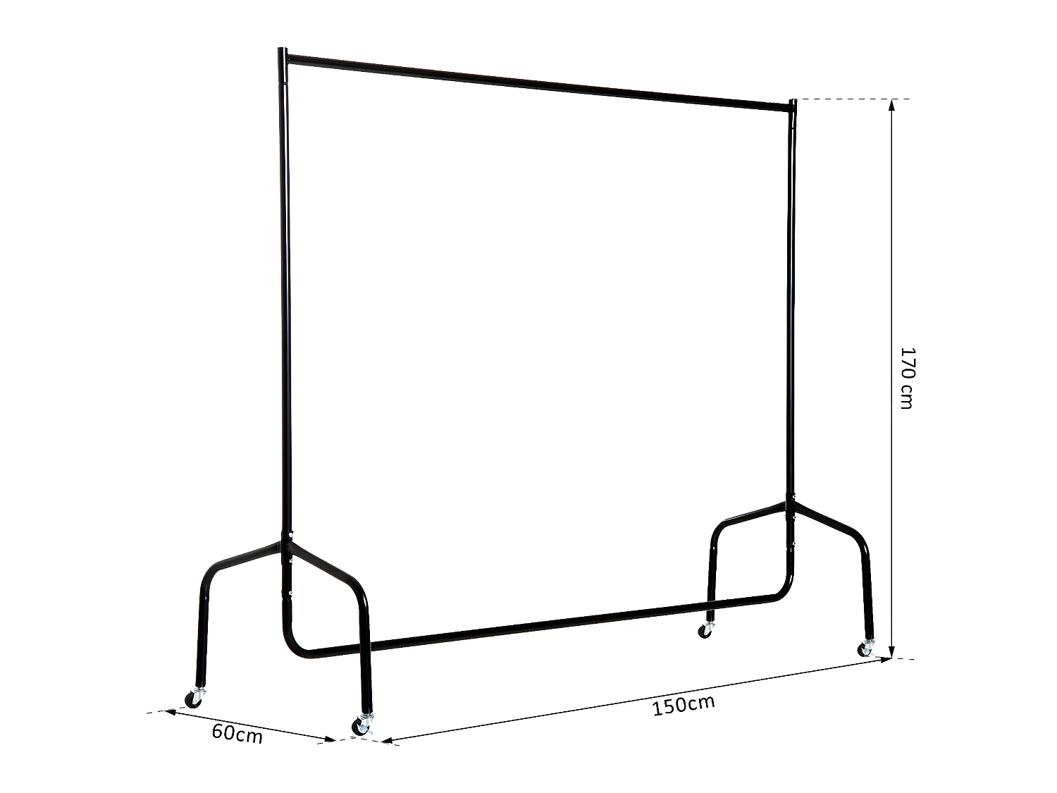 Portant tringle à vêtements acier charge max. 140 Kg dim. 150L x 60l x 170H cm noir