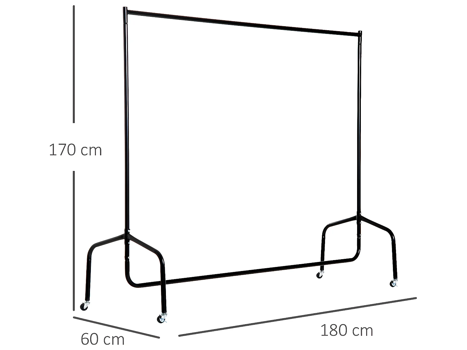Portant tringle à vêtements acier charge max. 140 Kg dim. 180L x 60l x 170H cm noir
