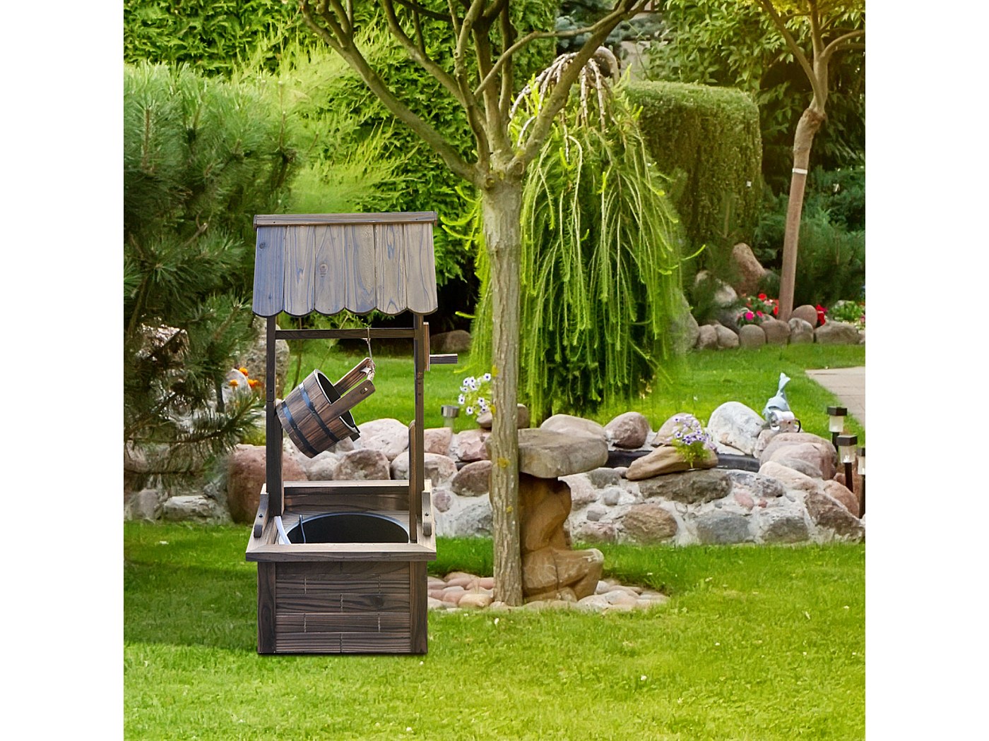 Fontaine de jardin d'ornement - puit de jardin - dim. 57L x 50l x 112H