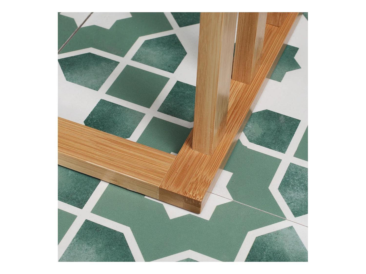 Porte-serviette autoportant 3 barres - dim. 48L x 25l x 94H cm - bois bambou acier blanc