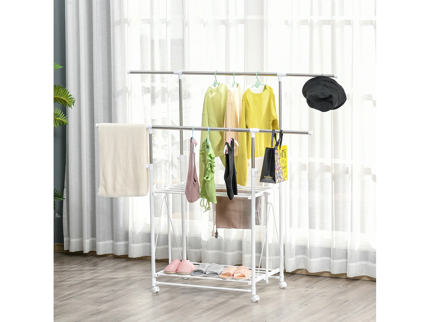 Serre-sur Vêtements Séchage Rack Pliable 2 Paquets - Installation Sans Perçage