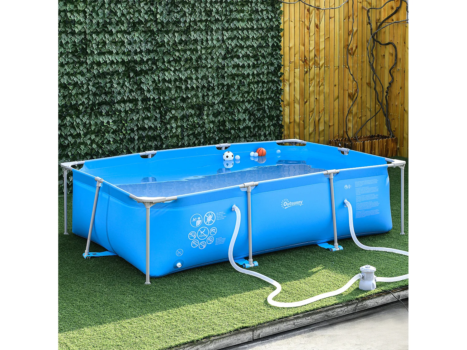 Piscine tubulaire hors sol rectangulaire cadre en métal avec filtre 292L x 190l x 75H cm bleu
