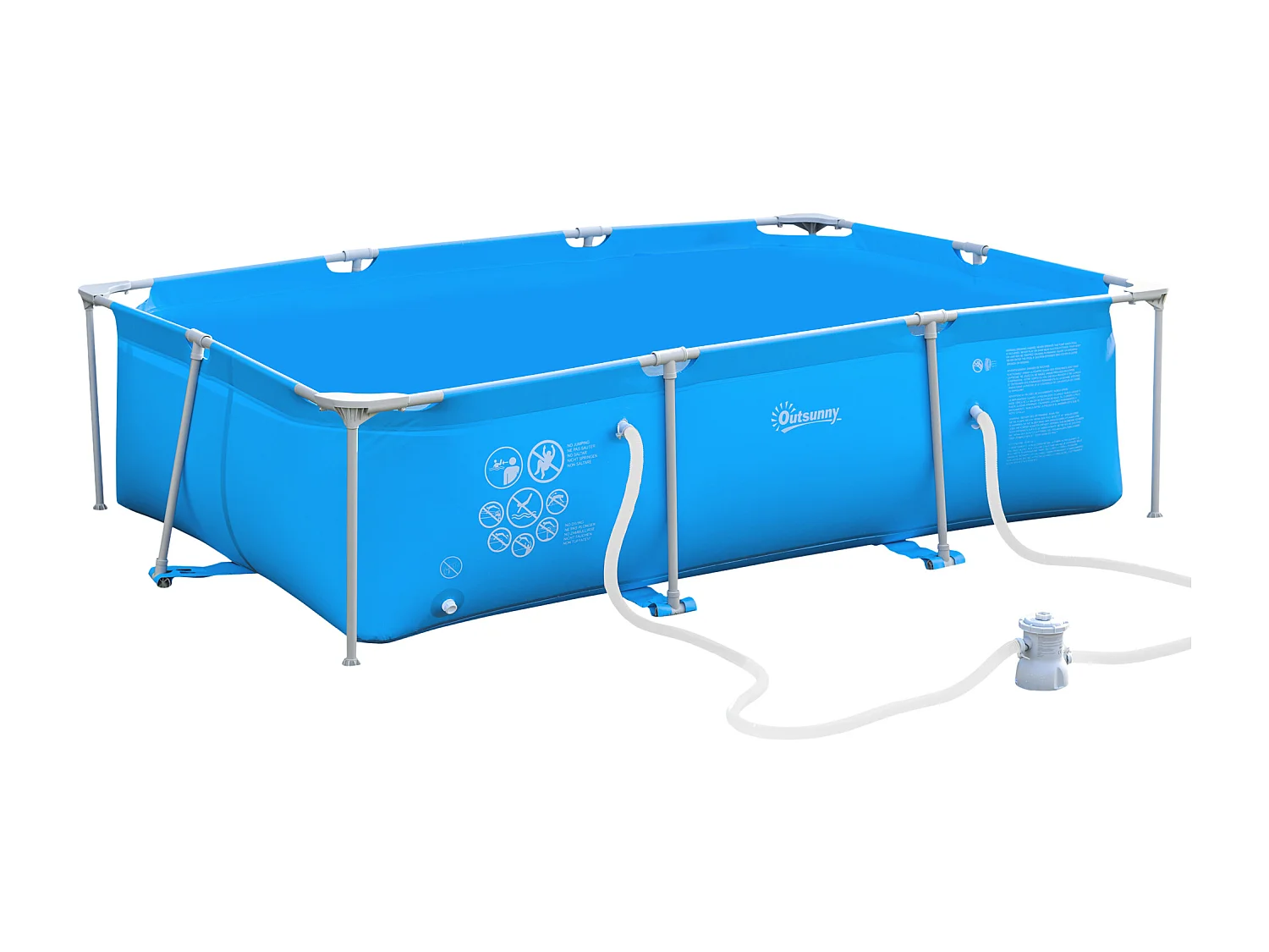 Piscine tubulaire hors sol rectangulaire cadre en métal avec filtre 292L x 190l x 75H cm bleu